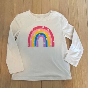 Girls' Cream Long-Sleeve Rainbow Graphic Tee